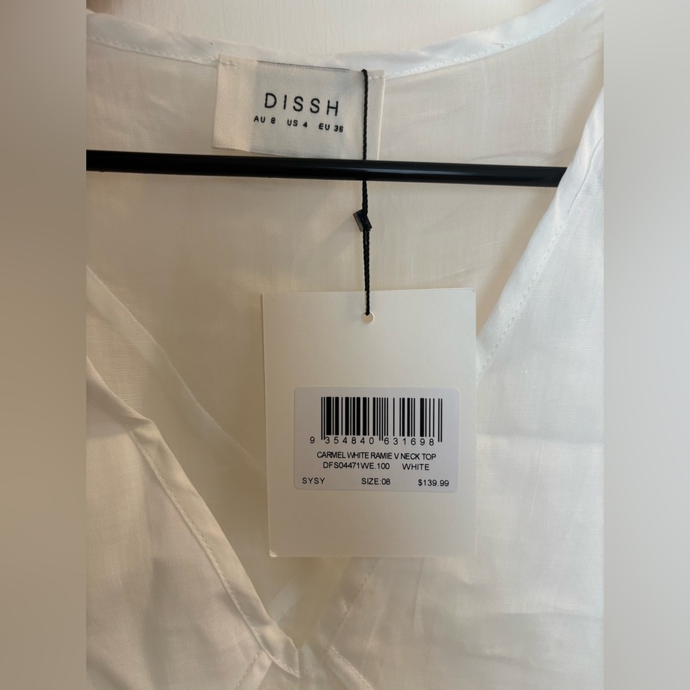 Brand New Never Worn DISSH White Ramie V-Neck Top - Picture 3 of 12